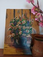 Franse Brocante Stilleven Schilderij Bloemen acryl olieverf, Ophalen of Verzenden