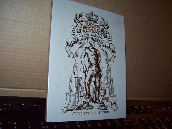 OUDE WANDTEGEL MET AFB VAN MIJNWERKER, Antiek en Kunst, Antiek | Wandborden en Tegels, Ophalen of Verzenden