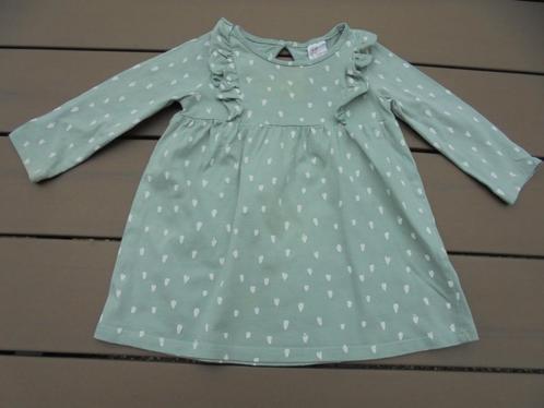 K224 Groen/wit jurkje H&M maat 68, Kinderen en Baby's, Babykleding | Maat 68, Zo goed als nieuw, Meisje, Jurkje of Rokje, Ophalen of Verzenden