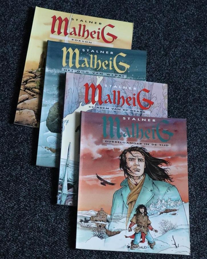 Malheig,  4 stuks stripboeken, Boeken, Stripboeken, Gelezen, Complete serie of reeks, Ophalen of Verzenden