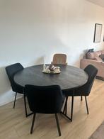 Westwing eettafel zwart rond 140cm incl 4 stoelen, Huis en Inrichting, Tafels | Eettafels, Ophalen, Zo goed als nieuw, Rond, 100 tot 150 cm