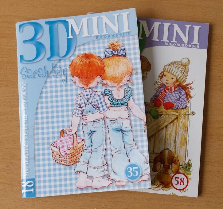 2 x 3D Mini Boekjes nr.35 + 58 - Sarah Kay, Hobby en Vrije tijd, Kaarten | Zelf maken, Nieuw, Knipvel, Kind, Ophalen of Verzenden