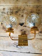 Gold platen wandlamp met glazen bollen , jaren 80