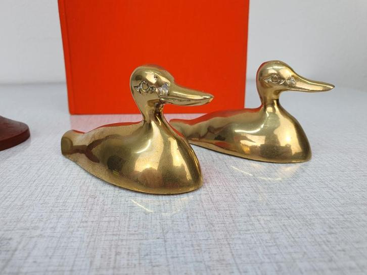 Vintage messing eendjes. Watervogel beeldjes., Verzamelen, Beelden en Beeldjes, Ophalen of Verzenden