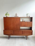 Vintage teakhouten highboard/kast jaren 60/Deens design, Ophalen, Gebruikt, 1 of 2 laden, 100 tot 150 cm