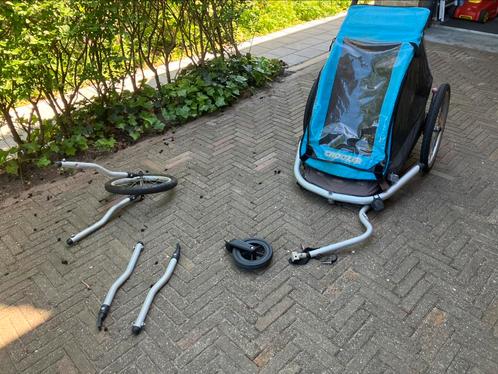Fietskar voor kinderen, Fietsen en Brommers, Fietsaccessoires | Aanhangers en Karren, Gebruikt, Kinderkar, Minder dan 20 kg, Opvouwbaar