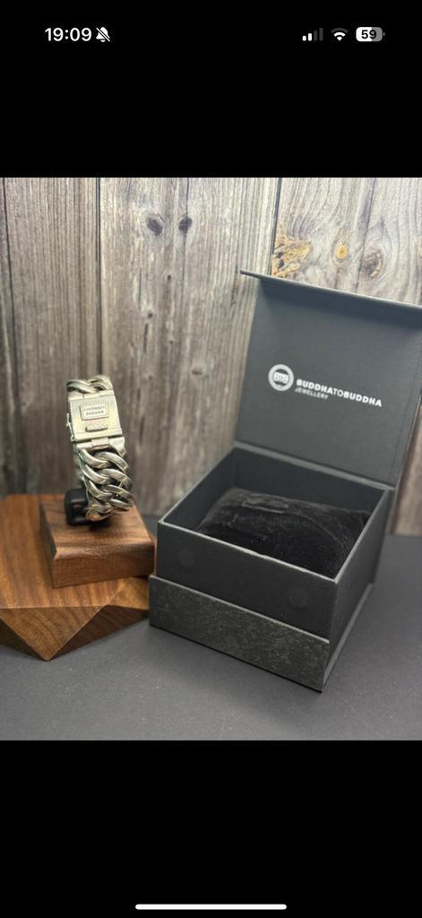 Buddha to Buddha Chain Big 20cm Gepolijst, Sieraden, Tassen en Uiterlijk, Armbanden, Zo goed als nieuw, Zilver, Zilver, Met strass