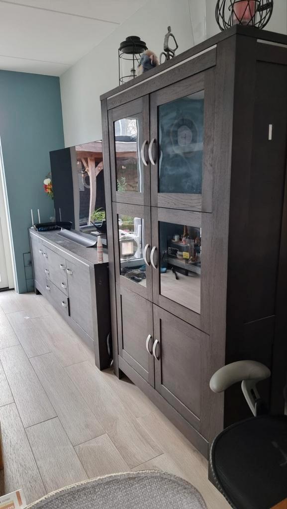 Dressoir en hoge kast, Huis en Inrichting, Kasten | Vitrinekasten, Gebruikt, Minder dan 100 cm, 25 tot 50 cm, Ophalen