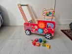 Houten Brandweer Loopauto - Duwauto, Ophalen of Verzenden, Gebruikt, Duw- of Trekspeelgoed