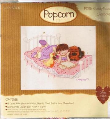 Borduurpakketje Popcorn- Candyfloss Sleepover