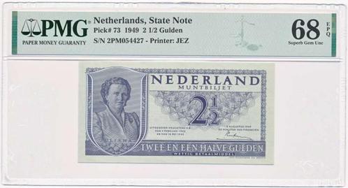 Nederland 2,5 Gulden 1949 Juliana PMG68, Postzegels en Munten, Bankbiljetten | Nederland, Los biljet, 2½ gulden, Ophalen of Verzenden