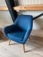 Blauwe Fauteuil met Houten Poten, 75 tot 100 cm, Ophalen of Verzenden, Zo goed als nieuw, 50 tot 75 cm
