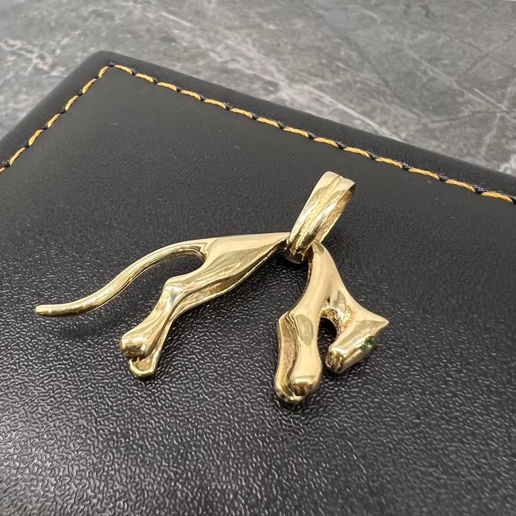 14 karaat gouden hanger panter massief, Sieraden, Tassen en Uiterlijk, Broches, Zo goed als nieuw, Goud, Ophalen of Verzenden