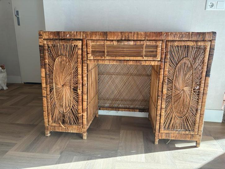 Vintage Mid Century Bureau, Huis en Inrichting, Kasten | Dressoirs, Gebruikt, 100 tot 150 cm, 25 tot 50 cm, Met lade(s), Overige houtsoorten