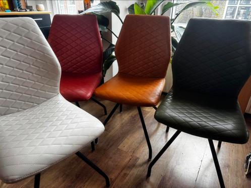 4 mooie eetkamerstoelen, Huis en Inrichting, Stoelen, Gebruikt, Vier, Leer, Metaal, Overige materialen, Overige kleuren, Ophalen