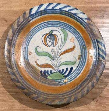Vintage oud wandbord bloem (17e eeuw)  beschikbaar voor biedingen