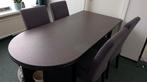 Gratis mooie ruime eethoek met 4 stoelen en jaloeziekastje, Ophalen, Gebruikt, 50 tot 100 cm, 150 tot 200 cm