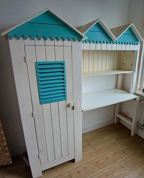 Kasten met bureau strandhuis style, Kinderen en Baby's, Kinderkamer | Commodes en Kasten, Gebruikt, 105 cm of meer, 100 cm of meer