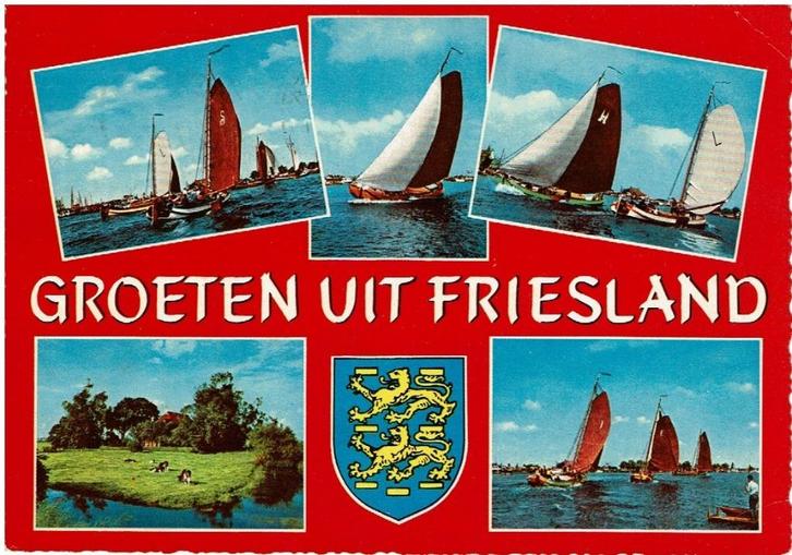 Ansichtkaart Friesland, 6 plaatsen, Verzamelen, Ansichtkaarten | Nederland, Gelopen, Friesland, 1980 tot heden, Ophalen of Verzenden