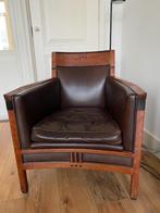 Schuitema Decoforma ArtDeco fauteuils bruin leer (2 stuks), Twee, Gebruikt, Hout, Bruin