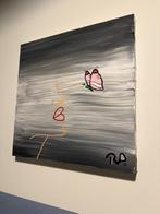 Schilderij vrouw met vlinder 50x50, Antiek en Kunst, Ophalen of Verzenden