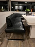 Prachtige leren eetkamerbank + 3 stoelen, Huis en Inrichting, Ophalen of Verzenden, Gebruikt, Modern, Minder dan 4 stoelen