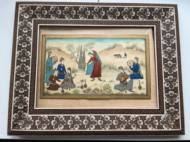 Oude prent met unieke lijst - Niet-Westerse kunstobjecten, Antiek en Kunst, Kunst | Niet-Westerse kunst, Ophalen of Verzenden