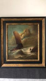 ‘ STORM OP ZEE ‘ olieverf op paneel 68 x 58 cm, Antiek en Kunst, Ophalen of Verzenden