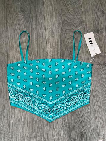 fb sister turquoise paisley print bandana crop top mt S beschikbaar voor biedingen