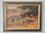 F. Gadella schapen heide landschap oud antiek schilderij, Antiek en Kunst, Kunst | Schilderijen | Klassiek, Ophalen of Verzenden