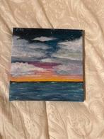 Handgeschilderd canvas - Zonsondergang, Antiek en Kunst, Ophalen of Verzenden