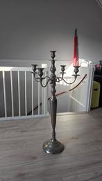 Zilverenkleurige 5 arms kandelaar., Ophalen, Zilver