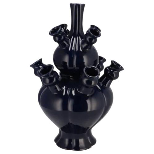 tulpenvaas Rotterdam donkerblauw 2-delig 36 cm sale, Huis en Inrichting, Woonaccessoires | Vazen, Nieuw, Blauw, Minder dan 50 cm