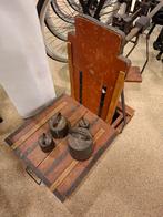 Oude bascule weegschaal met gewichten, Antiek en Kunst, Ophalen