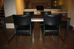 Tafel met 4  leren stoelen, Huis en Inrichting, Tafels | Eettafels, 50 tot 100 cm, 150 tot 200 cm, Gebruikt, Rechthoekig