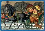 Winter, kinderen in arreslee, Cornelius van Velsen, Verzamelen, Verzenden, 1960 tot 1980, Gelopen, Kinderen