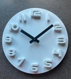 Wand klok wit zwarte wijzers, Ophalen of Verzenden, Gebruikt, Wandklok