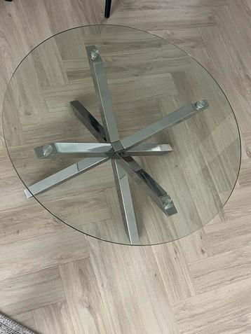 Glazen Salontafel met Chrome Onderstel beschikbaar voor biedingen