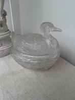 Brocant Frans glazen kip op nest, Antiek en Kunst, Ophalen of Verzenden