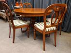 Klassieke eethoek, ronde tafel 120 cm + 4 stoelen, Ophalen, Gebruikt, 4 tot 6 stoelen
