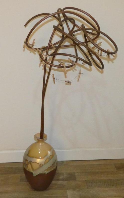 Mobach goudluster vaas met kunst applicatie van koper [538], Antiek en Kunst, Antiek | Woonaccessoires, Ophalen