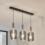 Light & Living hanglamp LEKAR (goud/rookglas, 3 Lamp, 1m), Ophalen, 50 tot 75 cm, Zo goed als nieuw, Glas