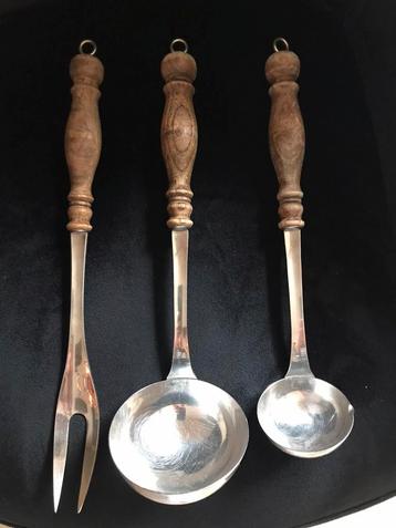 Vintage WMF Cromargan pollepelset keukenset hout beschikbaar voor biedingen