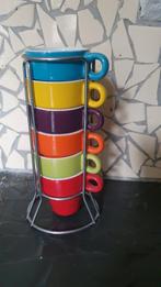 Espresso kopjes in houder, Verzamelen, Retro, Ophalen of Verzenden, Huis en Inrichting