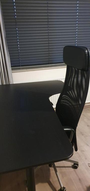 IKEA Bekant Bureau rechts Zwart + Bureaustoel - afbeelding 1