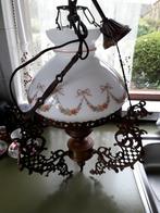 Zeer mooie oude hanglamp glas koper, Antiek en Kunst, Antiek | Lampen, Ophalen