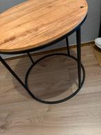 Houten Bijzettafel met Metalen Onderstel 50 bij 50cm, Ophalen, Minder dan 45 cm, Minder dan 55 cm, Gebruikt