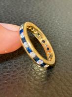 18 karaat gouden ring natuurlijke diamant en saffier 1.68ct!, 18 tot 19, Ophalen of Verzenden, Met edelsteen, Dame
