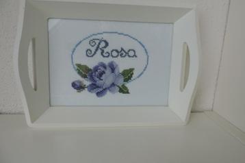 Nieuw dienblaadje met roos, 20 x 15 cm beschikbaar voor biedingen