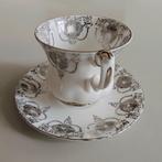 Royal Albert Bone China England, kop en schotel, zilver, wit, Ophalen of Verzenden, Zo goed als nieuw, Porselein, Kop en/of schotel